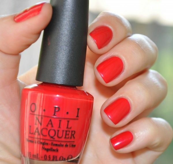 Nail polish swatch / manicure of shade OPI A Oui Bit of Red