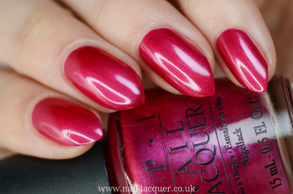 Nail polish swatch / manicure of shade OPI Peru-B-Ruby