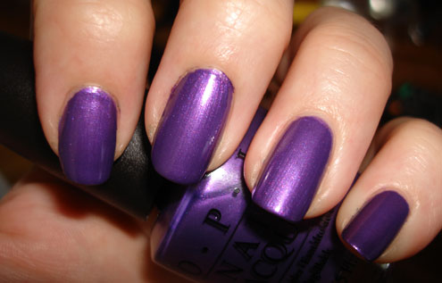Nail polish swatch / manicure of shade OPI Purple with a Purpose
