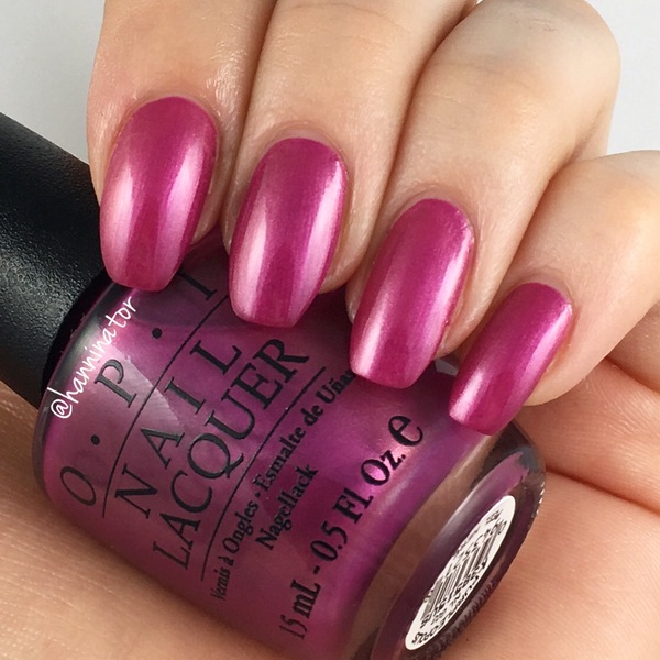 Nail polish swatch / manicure of shade OPI Purple-opolis