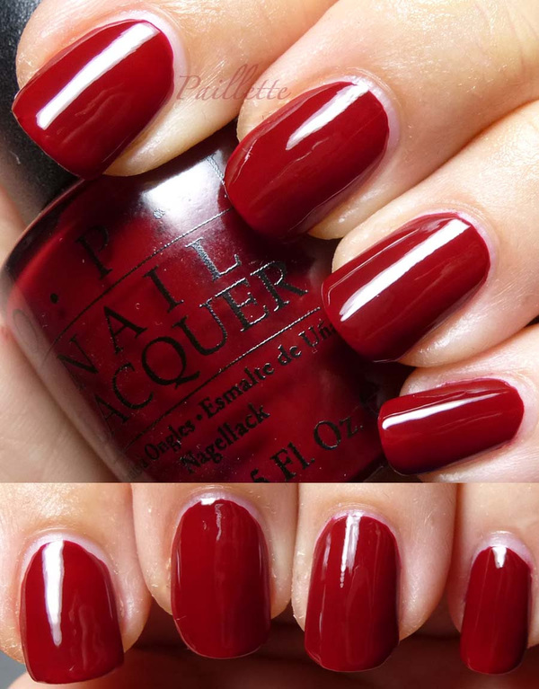Nail polish swatch / manicure of shade OPI Quarter of a Cent-Cherry