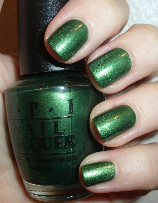 Nail polish swatch / manicure of shade OPI Rainforest
