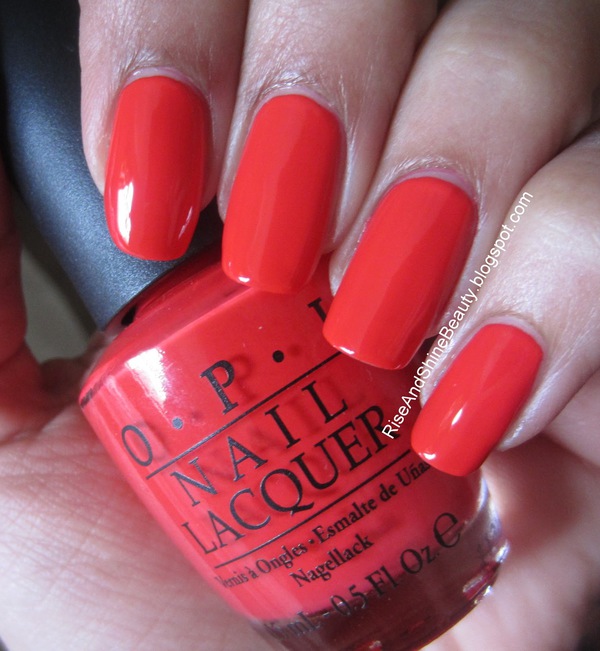 Nail polish swatch / manicure of shade OPI Red Lights Ahead...Where