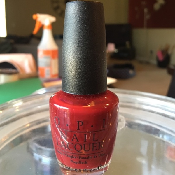 Nail polish swatch / manicure of shade OPI Red, Red Rhine