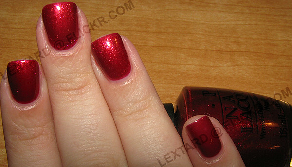 Nail polish swatch / manicure of shade OPI A Ruby for Rudolph