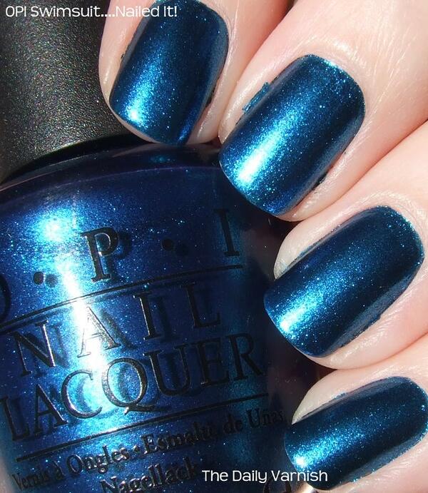 Nail polish swatch / manicure of shade OPI Swimsuit...Nailed It!