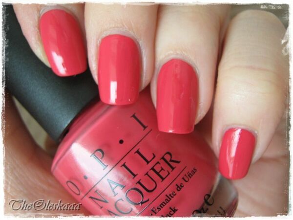 Nail polish swatch / manicure of shade OPI Tropical Punch