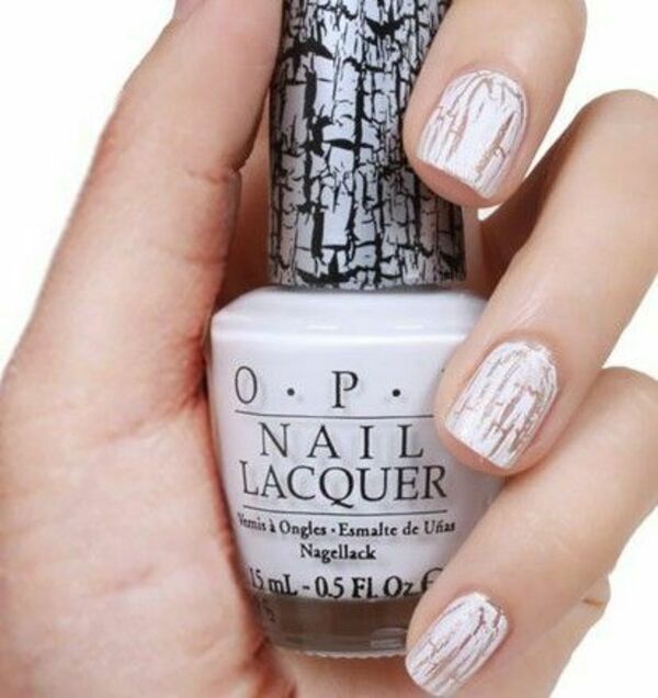 Nail polish swatch / manicure of shade OPI White Shatter