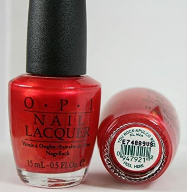 Nail polish swatch / manicure of shade OPI You Rock-apulco Red!