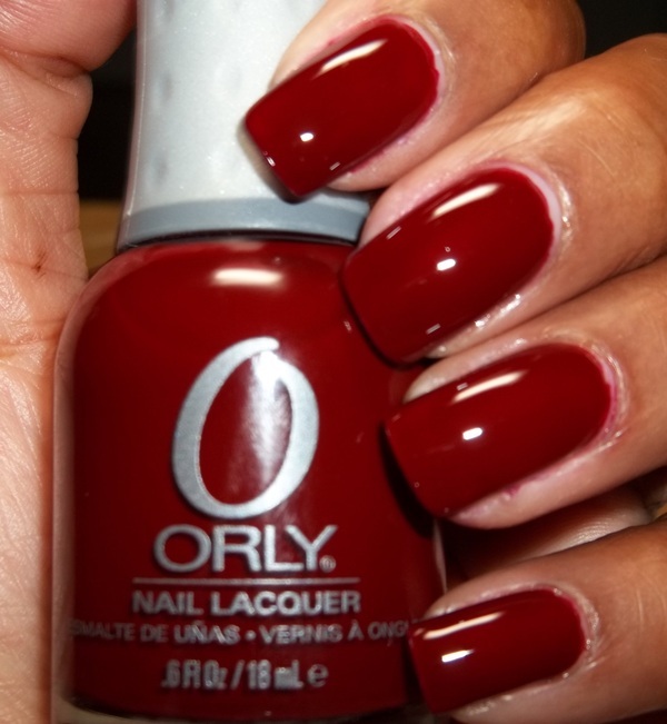 Nail polish swatch / manicure of shade Orly Bus Stop Crimson