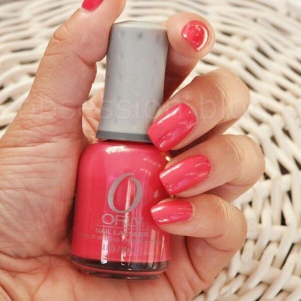Nail polish swatch / manicure of shade Orly Fabulous Flamingo