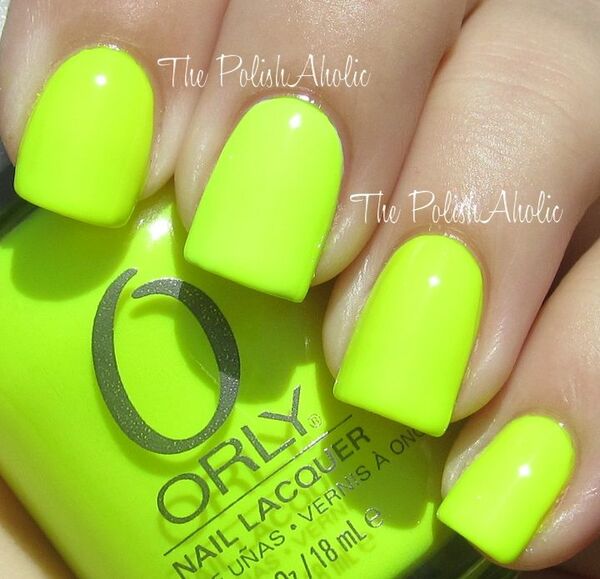 Nail polish swatch / manicure of shade Orly Glowstick