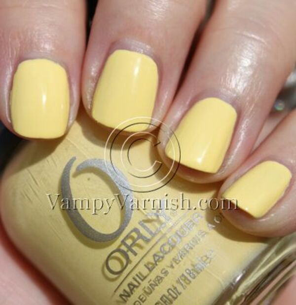 Nail polish swatch / manicure of shade Orly Lemonade