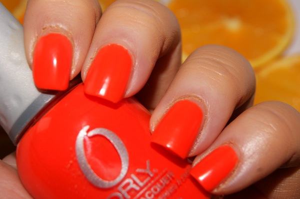 Nail polish swatch / manicure of shade Orly Orange Punch