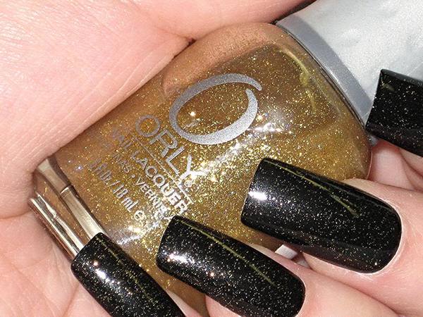 Nail polish swatch / manicure of shade Orly Prisma Gloss Gold
