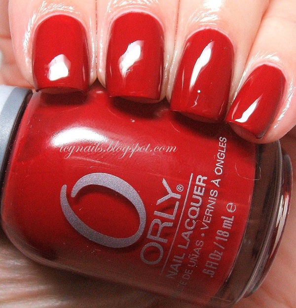 Nail polish swatch / manicure of shade Orly Red Flare