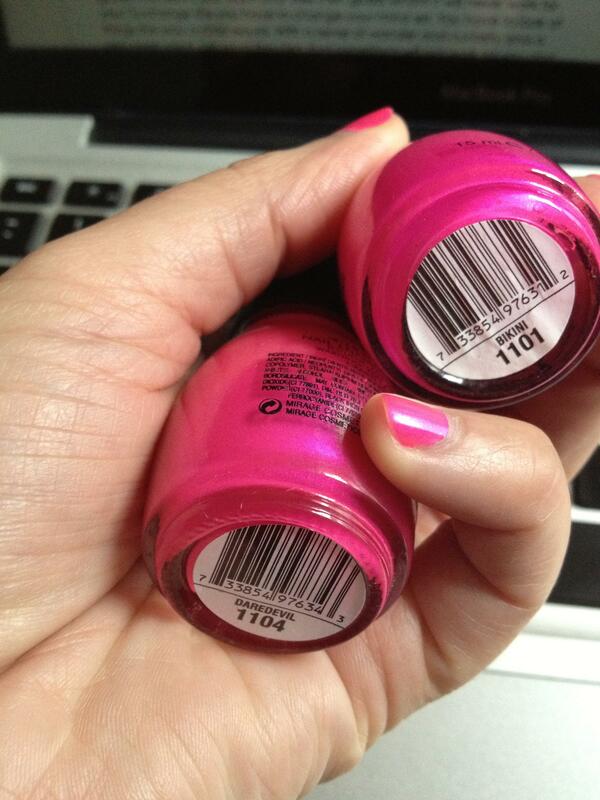 Nail polish swatch / manicure of shade Sinful Colors Bikini