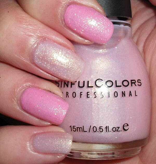 Nail polish swatch / manicure of shade Sinful Colors Glass Pink