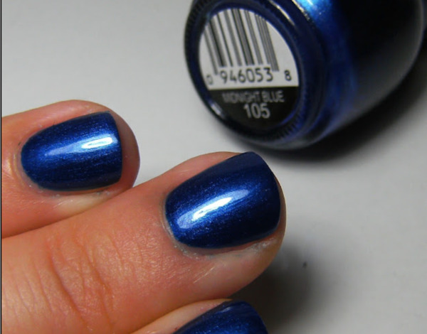 Nail polish swatch / manicure of shade Sinful Colors Midnight Blue