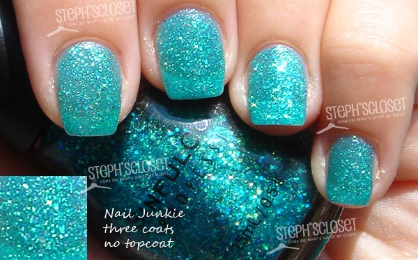 Nail polish swatch / manicure of shade Sinful Colors Nail Junkie