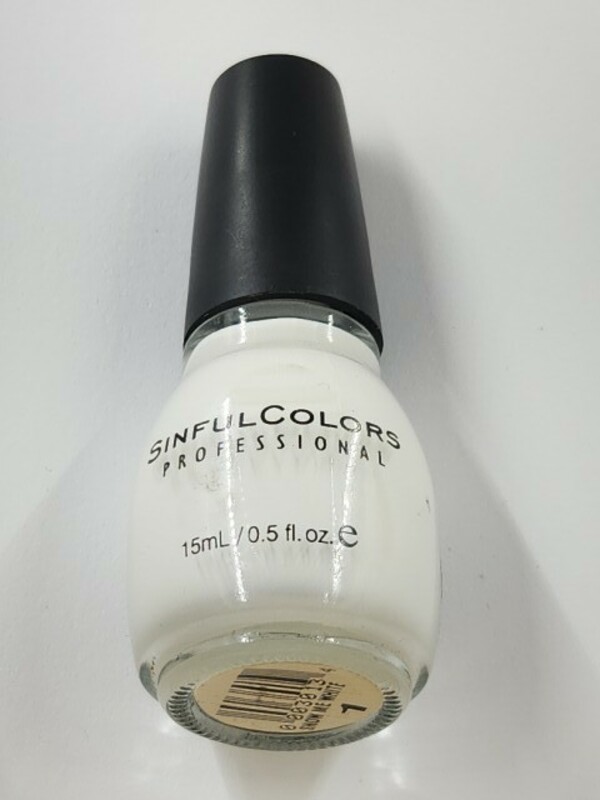 Nail polish swatch / manicure of shade Sinful Colors Snow Me White