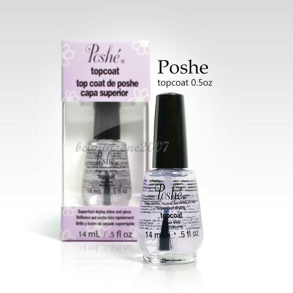 Nail polish swatch / manicure of shade Poshe Super-Fast Drying Top Coat