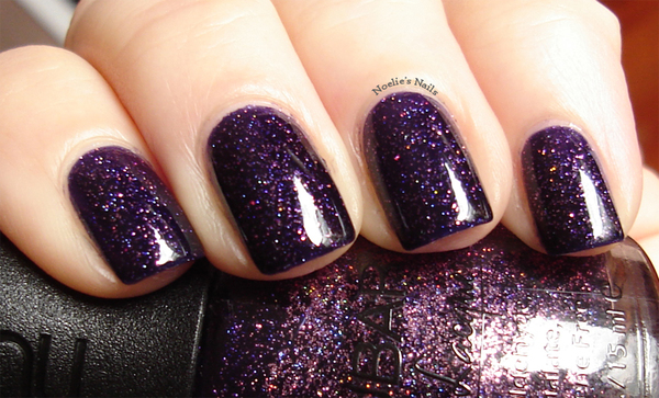 Nail polish swatch / manicure of shade Nubar Purple Rain Glitter