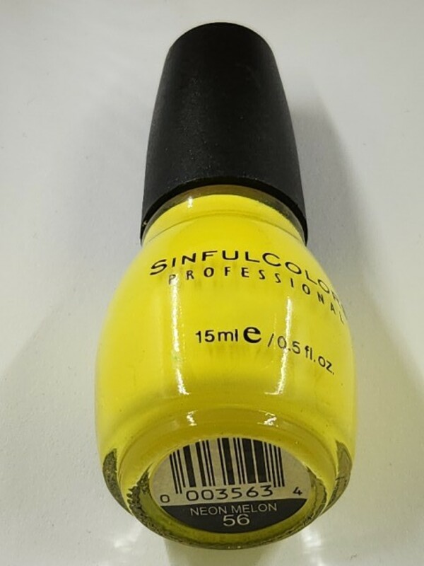 Nail polish swatch / manicure of shade Sinful Colors Neon Melon