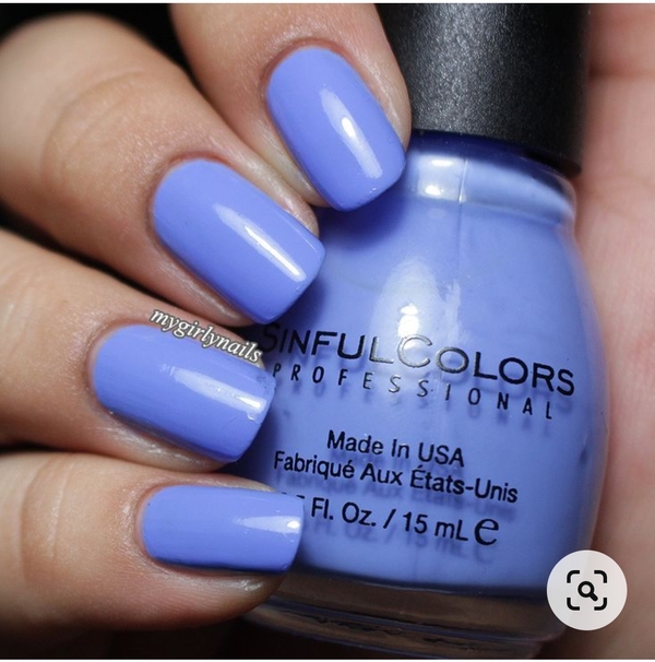 Nail polish swatch / manicure of shade Sinful Colors Blue La La