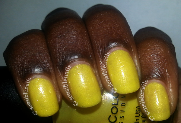 Nail polish swatch / manicure of shade Sinful Colors Yellow Spotted