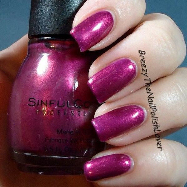 Nail polish swatch / manicure of shade Sinful Colors Berry Blast