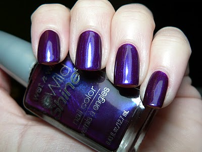 Nail polish swatch / manicure of shade wet n wild Eggplant Frost