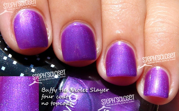 Nail polish swatch / manicure of shade wet n wild Buffy the Violet Slayer