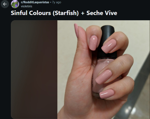 Nail polish swatch / manicure of shade Sinful Colors Starfish