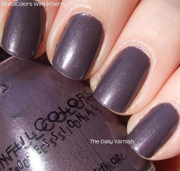 Nail polish swatch / manicure of shade Sinful Colors Winterberry