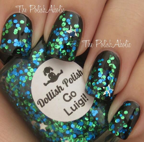 Nail polish swatch / manicure of shade Dollish Polish Go Luigi!