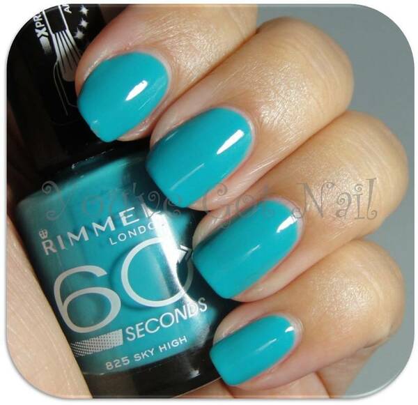Nail polish swatch / manicure of shade Rimmel Sky High