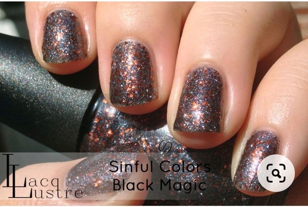 Nail polish swatch / manicure of shade Sinful Colors Black Magic
