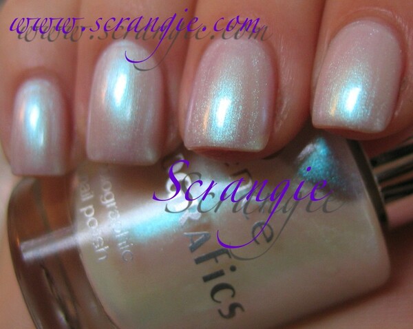 Nail polish swatch / manicure of shade essence Prism@tic White