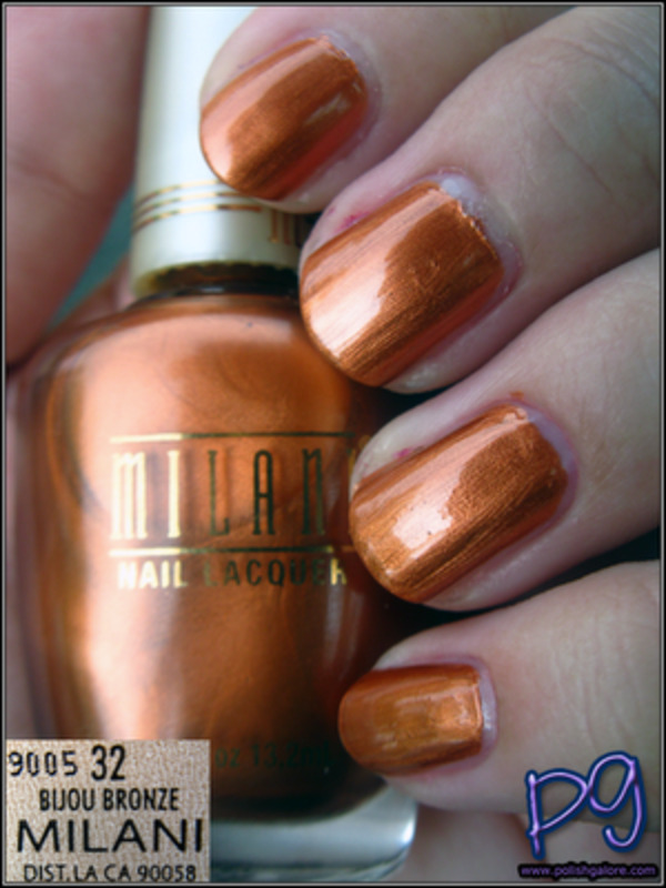 Nail polish swatch / manicure of shade Milani Bijou Bronze
