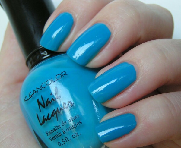 Nail polish swatch / manicure of shade Kleancolor Neon Aqua