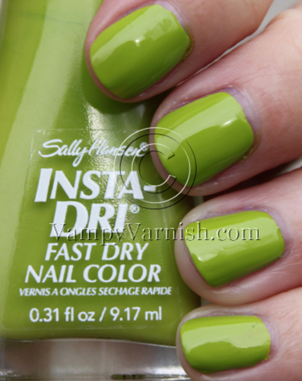 Nail polish swatch / manicure of shade Sally Hansen Lickety-Split Lime