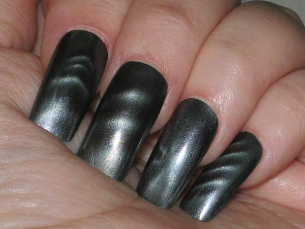 Nail polish swatch / manicure of shade Layla Gun Metal