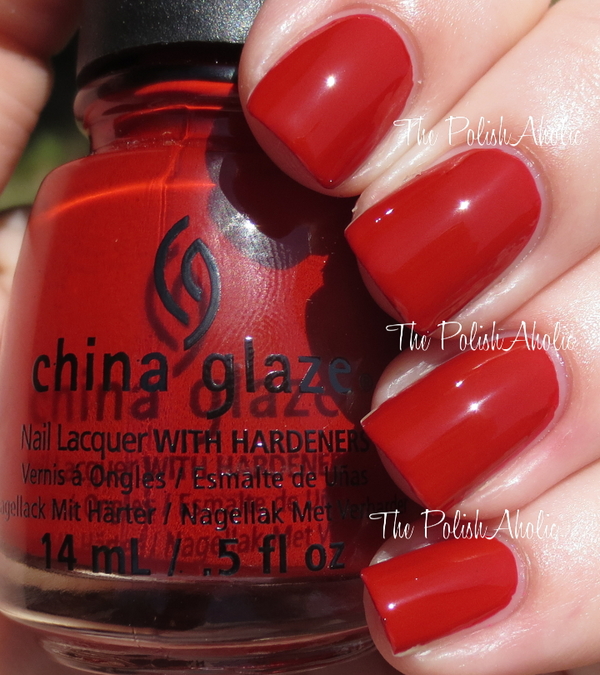 Nail polish swatch / manicure of shade China Glaze Seeing Red