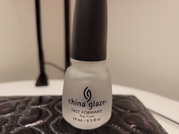 Nail polish swatch / manicure of shade China Glaze Fast Forward Top Coat