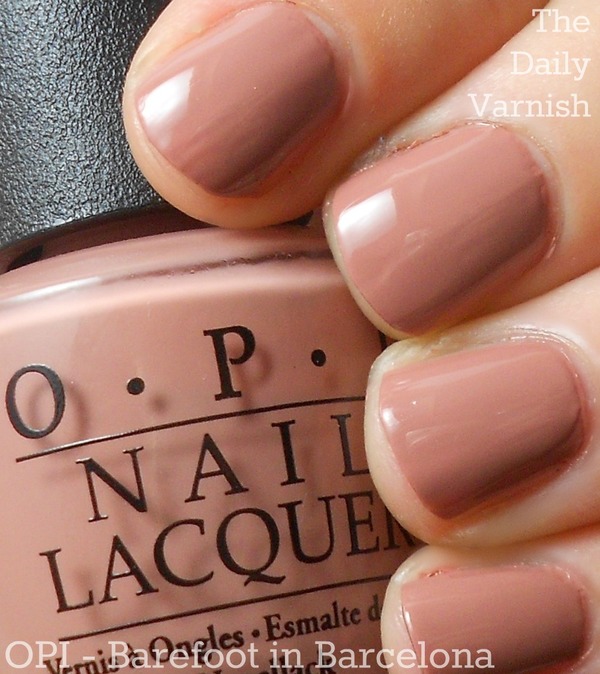 Nail polish swatch / manicure of shade OPI Barefoot in Barcelona