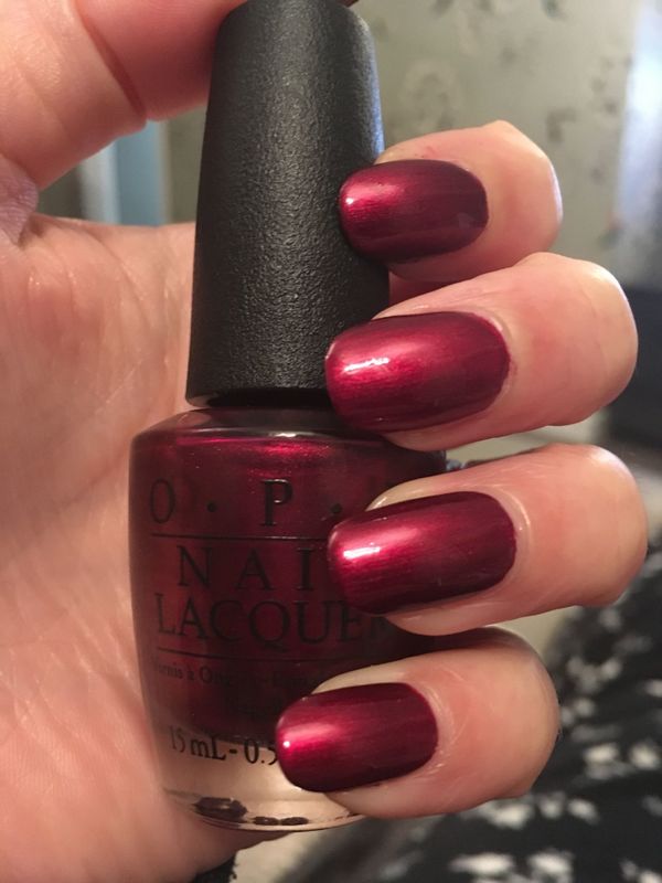 Nail polish swatch / manicure of shade OPI Bogota Blackberry