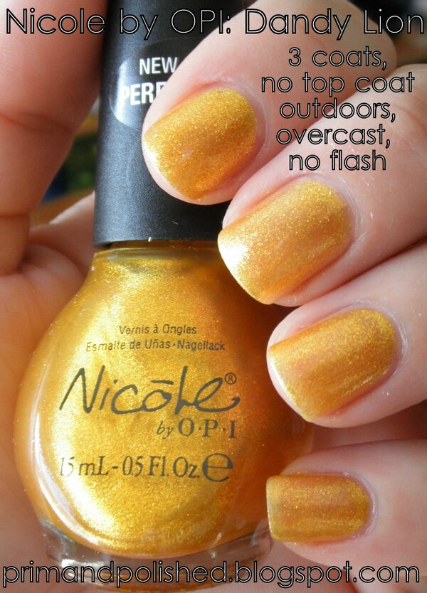 Nail polish swatch / manicure of shade Nicole by OPI Dandy Lion