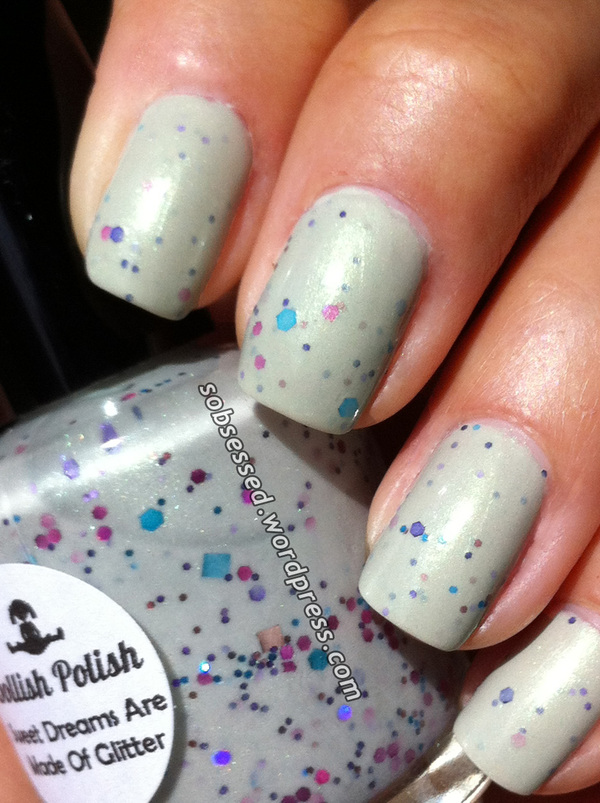 Nail polish swatch / manicure of shade Dollish Polish Sweet Dreams Are Made of Glitter