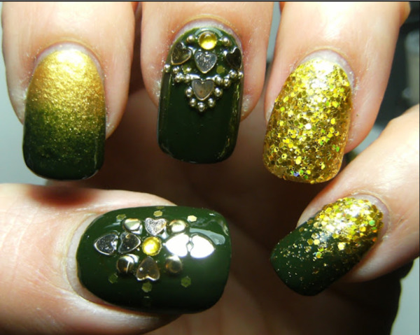 Nail polish swatch / manicure of shade Kleancolor Military Green